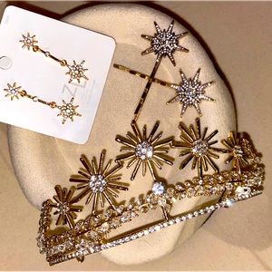 Celestial Bridal Jewelry Set - Crown Headpiece